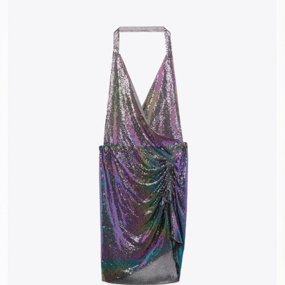 NWT Zara SHINY HALTER DRESS - Picture 8 of 10